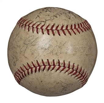 1935 Boston Red Sox & Philadelphia As Multi-Signed Baseball With 6 Signatures Including Foxx & Grove (PSA/DNA)